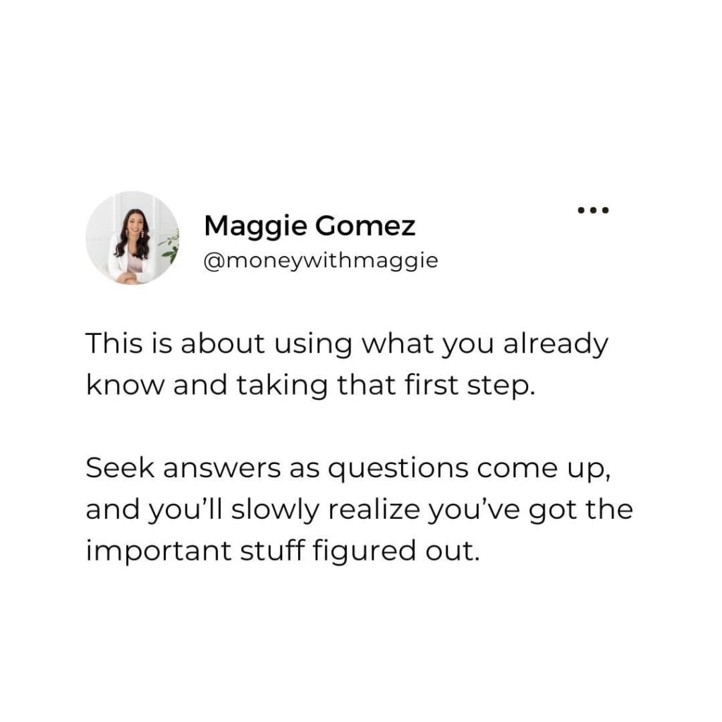 moneywithmaggie Maggie Gomez CFP Investor quick start guide resource